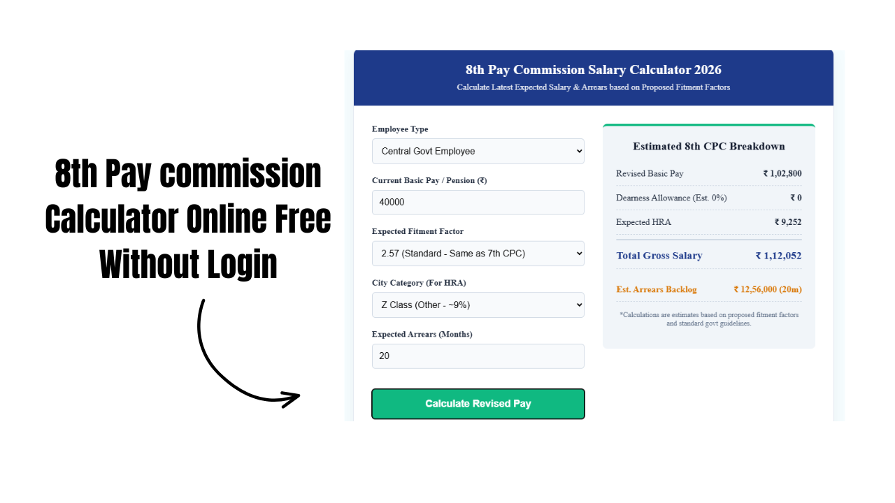 8th Pay commission Calculator Online Free Without Login