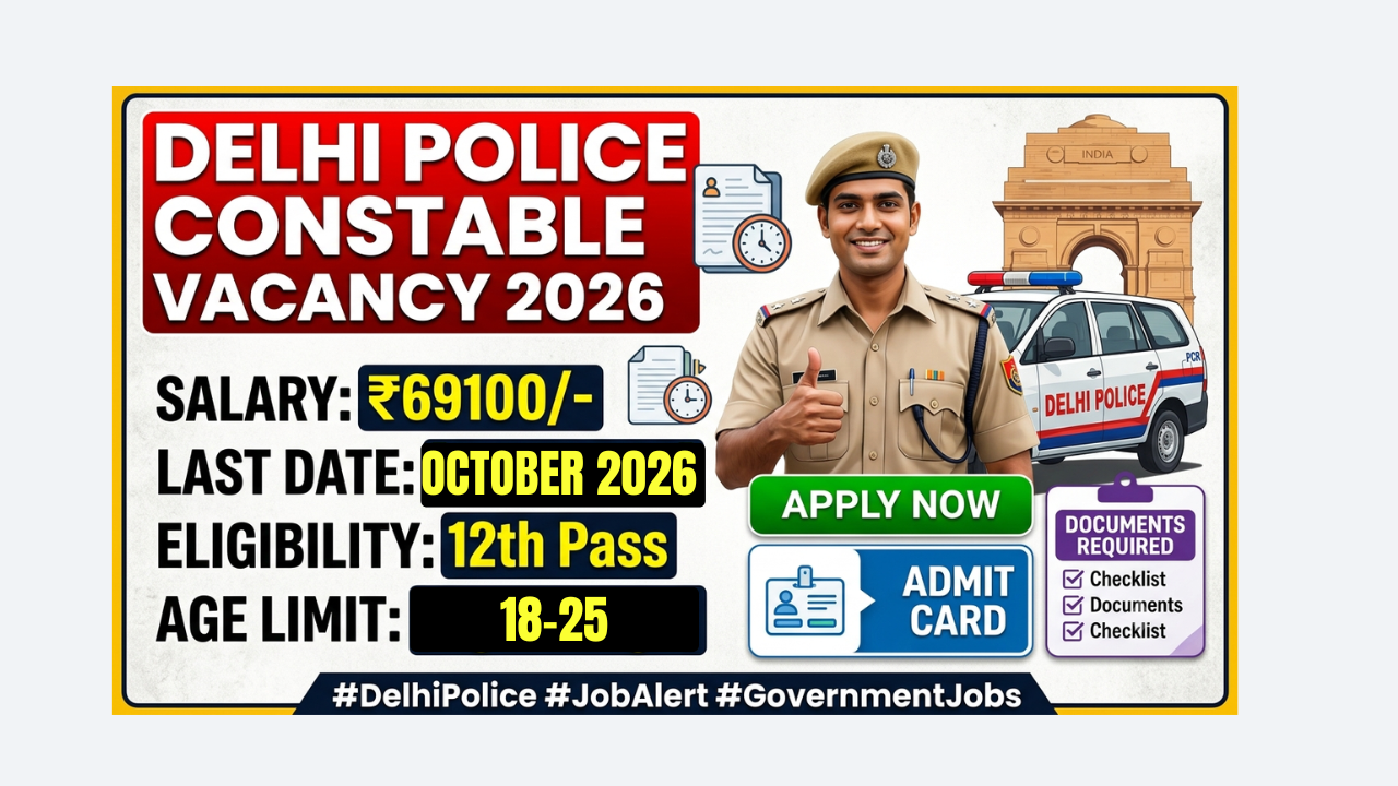 Delhi Police Constable Vacancy 2026 Online Form Date For 8,760 Posts