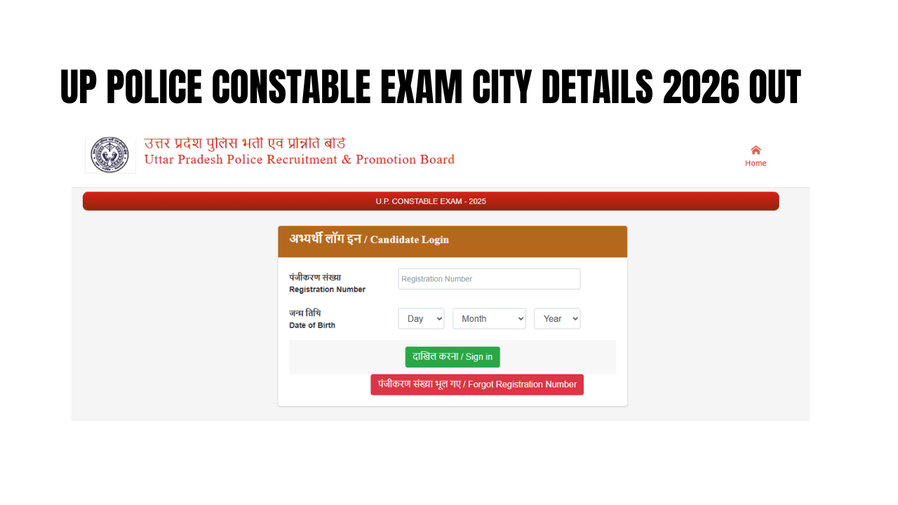 UP Police Constable Exam City Details 2026 Out
