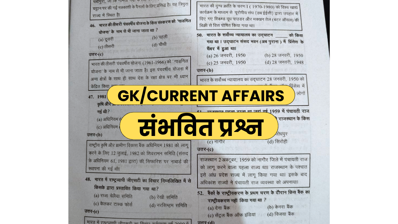 UP Police GK Expected Questions 2026