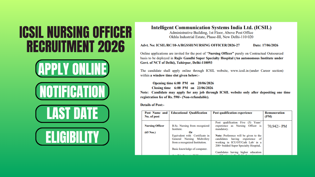 icsil nursing officer recruitment 2026