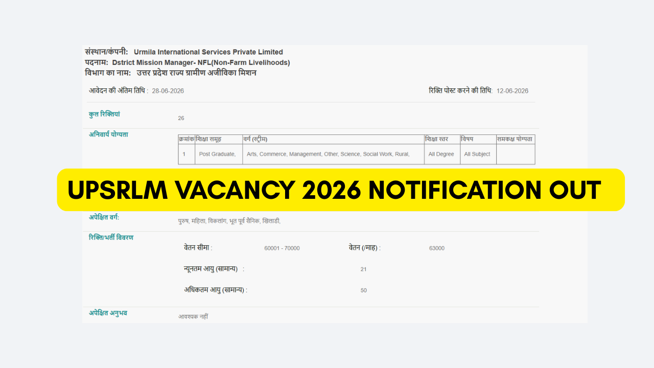 upsrlm vacancy 2026 notification out
